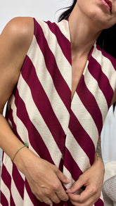 Vestido Rayas Granate